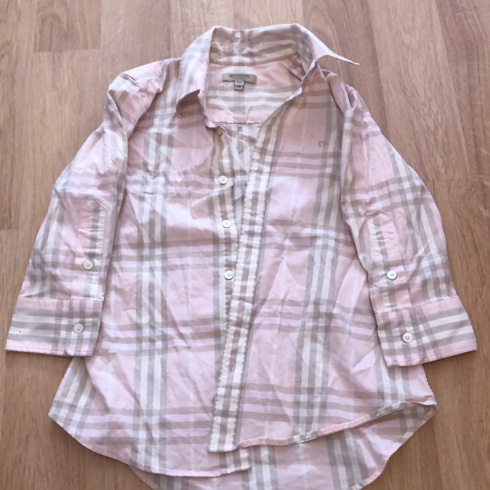 Burberry pink plaid top xs